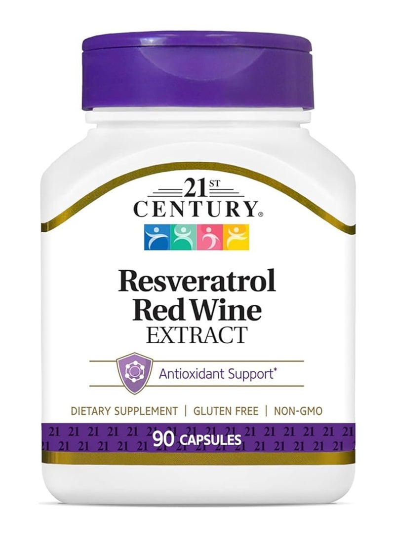 21st Century Resveratrol Red Wine Extract Dietary Supplement - 90 Capsules - Image 1
